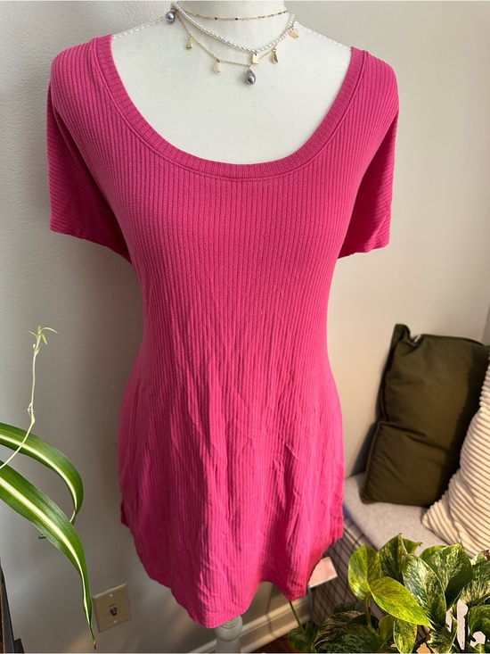 Felina Tops - Felina Hot Pink Ribbed Scoop Neck Tunic
